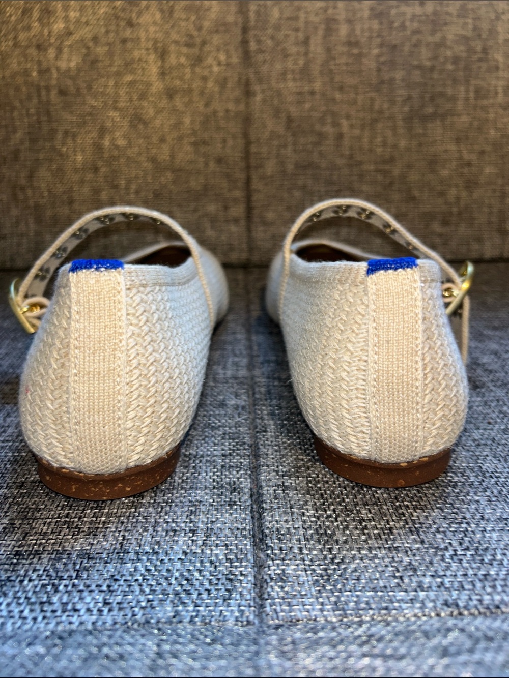 NEW - Rothy's MAX BUCKLE Cream Woven Mary Jane Flats with Grommet Strap - Picture 4 of 8